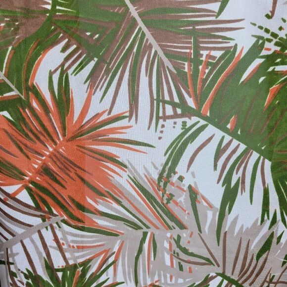 Vintage 80's Tantrums Kimono Coverup XL Green Sheer Botanical Camo Ruffle Cuff - Picture 6 of 13